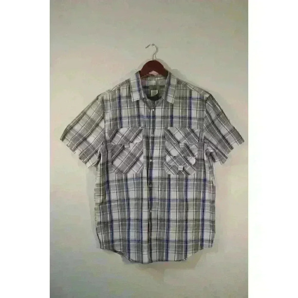 Haband Travelers Pear Snaps Plaid Pocketed Short Sleeve Men's Shirt Size M - Picture 1 of 7